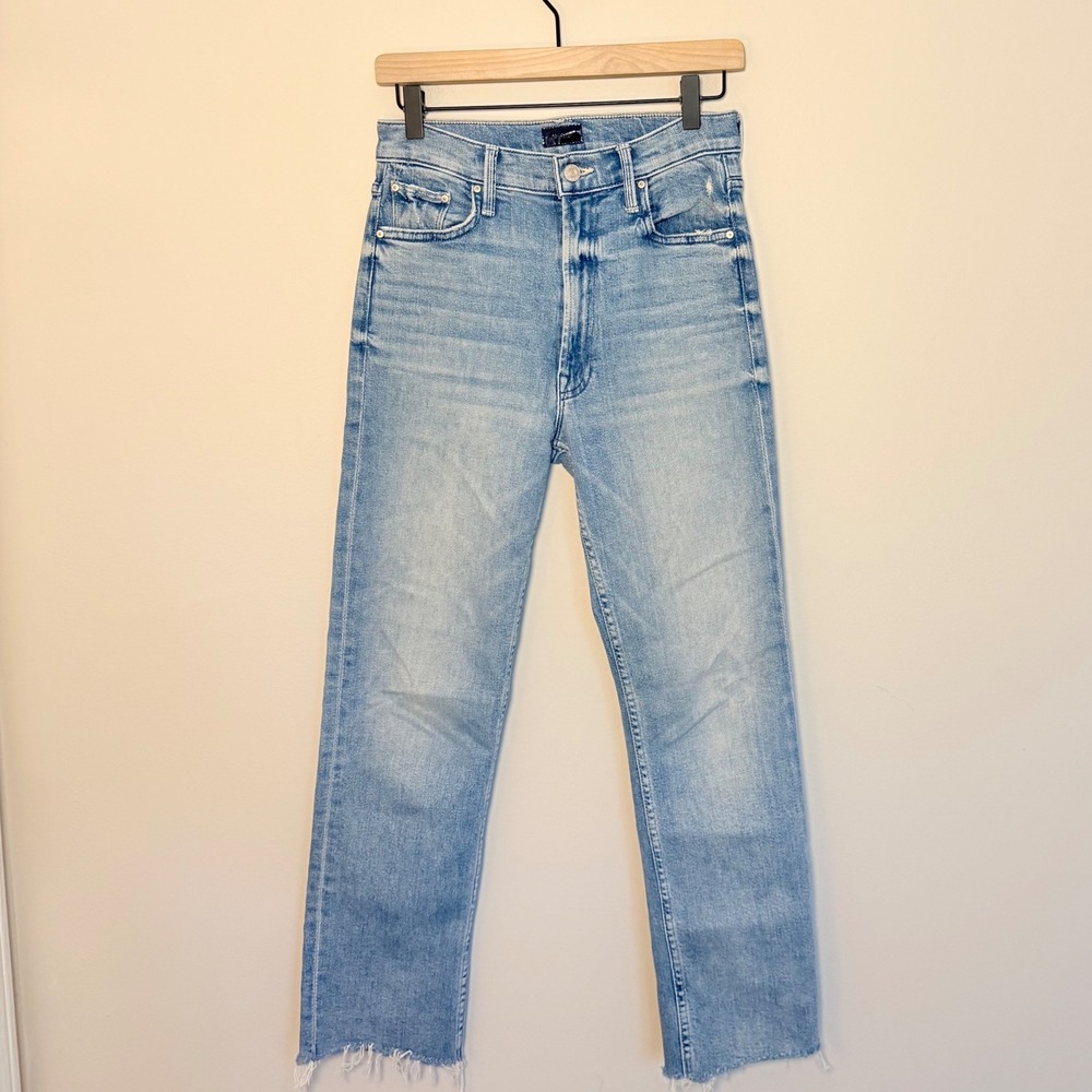 MOTHER High Waisted Ankle Fray Jeans Women's SZ 27 Fish Out of Water Wash
